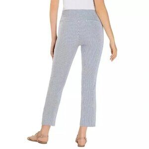 Hilary Radley Women's Casual Cropped Capri Pants Blue White Striped - S